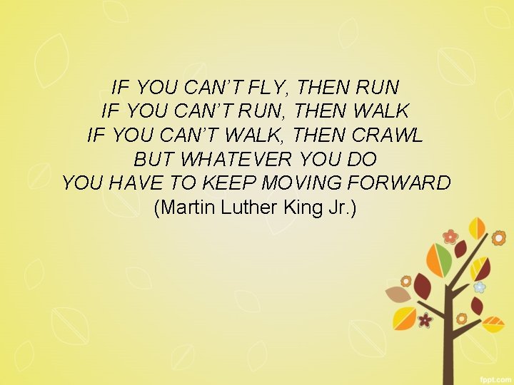 IF YOU CAN’T FLY, THEN RUN IF YOU CAN’T RUN, THEN WALK IF YOU