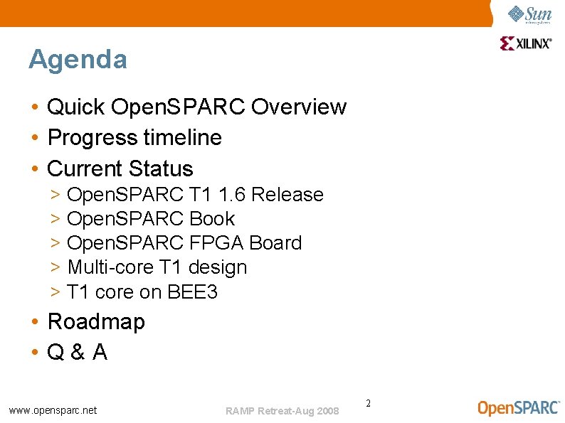 Agenda • Quick Open. SPARC Overview • Progress timeline • Current Status > >