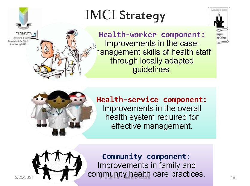 IMCI Strategy Health-worker component: Improvements in the casemanagement skills of health staff through locally