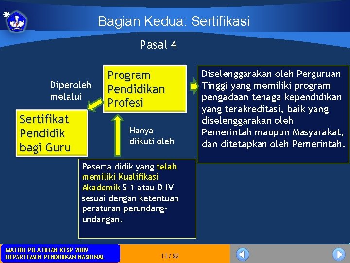Bagian Kedua: Sertifikasi Pasal 4 Diperoleh melalui Sertifikat Pendidik bagi Guru Program Pendidikan Profesi Bagian Kedua: Sertifikasi Pasal 4 Diperoleh melalui Sertifikat Pendidik bagi Guru Program Pendidikan Profesi
