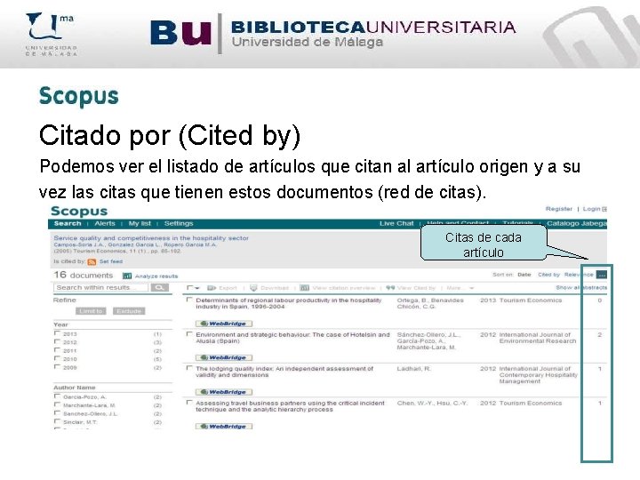 Citado por (Cited by) Podemos ver el listado de artículos que citan al artículo