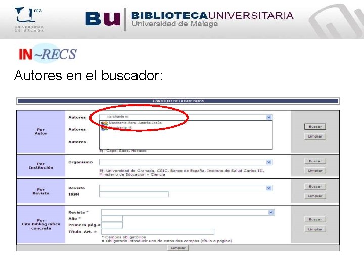 Autores en el buscador: 