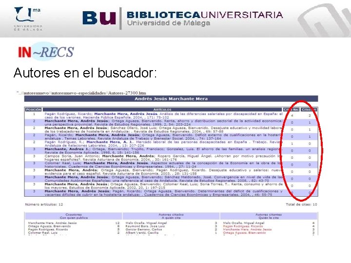 Autores en el buscador: 