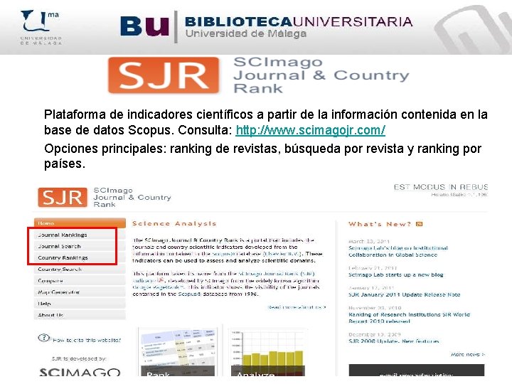 Plataforma de indicadores científicos a partir de la información contenida en la base de