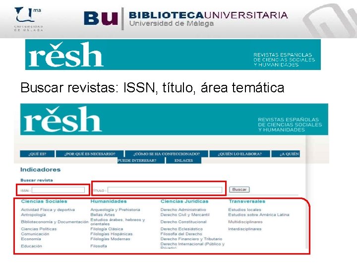 Buscar revistas: ISSN, título, área temática 