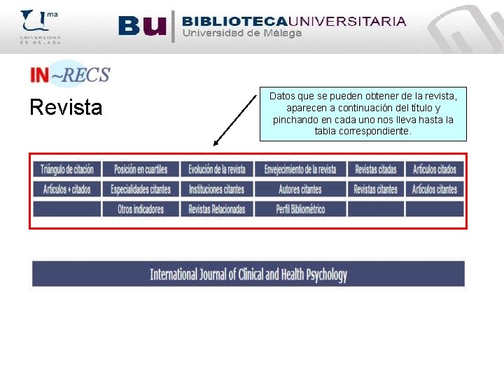 Revista Datos que se pueden obtener de la revista, aparecen a continuación del título