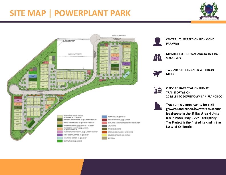 SITE MAP | POWERPLANT PARK CENTRALLY LOCATED ON RICHMOND PARKWAY MINUTES TO HIGHWAY ACCESS