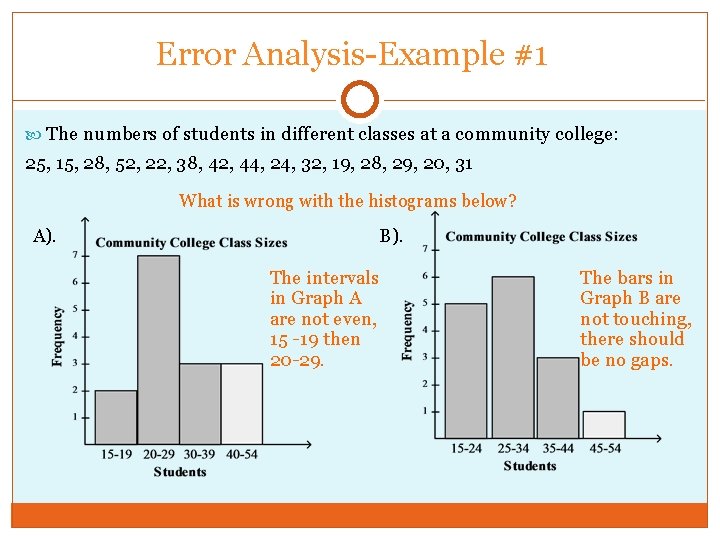 Error Analysis-Example #1 The numbers of students in different classes at a community college: