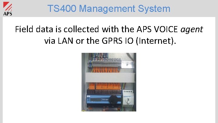 TS 400 Management System Field data is collected with the APS VOICE agent via