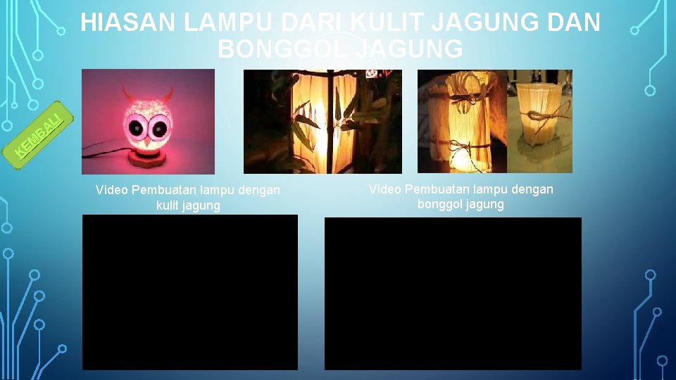 HIASAN LAMPU DARI KULIT JAGUNG DAN BONGGOL JAGUNG I L BA M E K