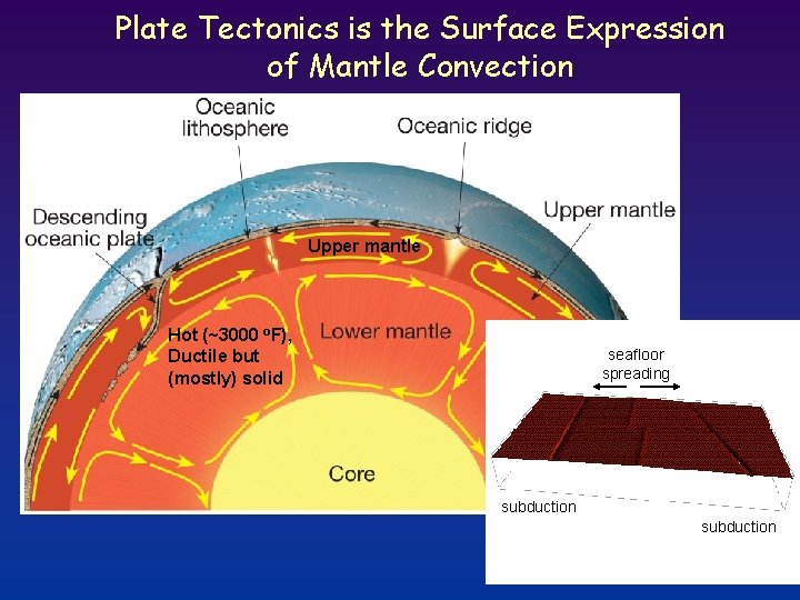 Plate Tectonics is the Surface Expression of Mantle Convection Upper mantle Hot (~3000 o.