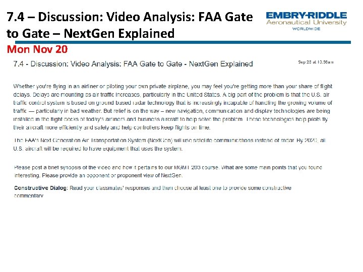 7. 4 – Discussion: Video Analysis: FAA Gate to Gate – Next. Gen Explained 7. 4 – Discussion: Video Analysis: FAA Gate to Gate – Next. Gen Explained