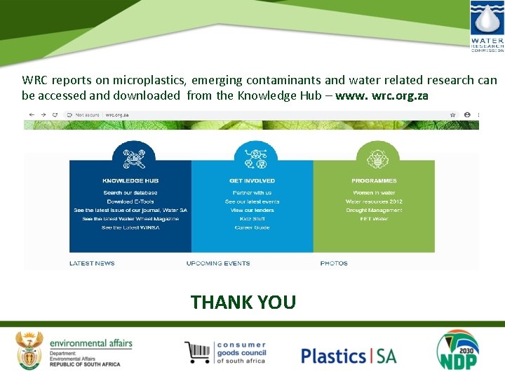 WRC reports on microplastics, emerging contaminants and water related research can be accessed and