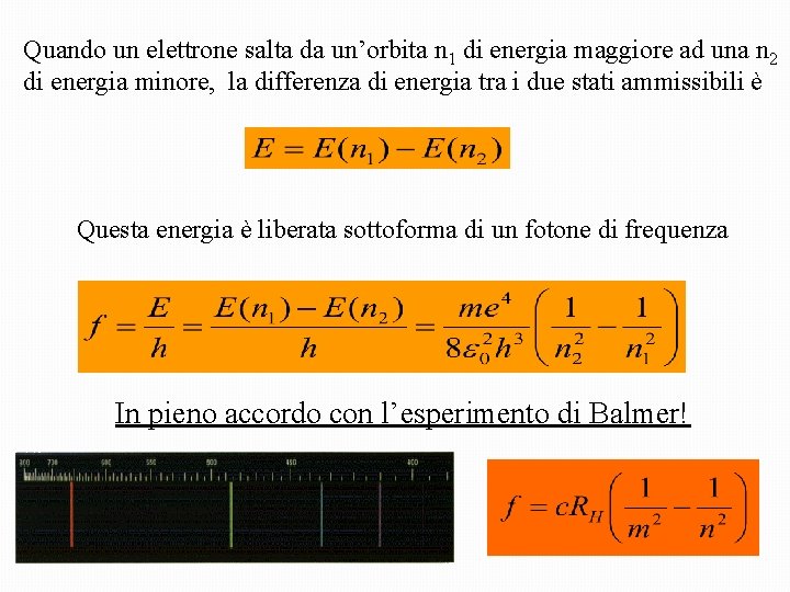 Quando un elettrone salta da un’orbita n 1 di energia maggiore ad una n