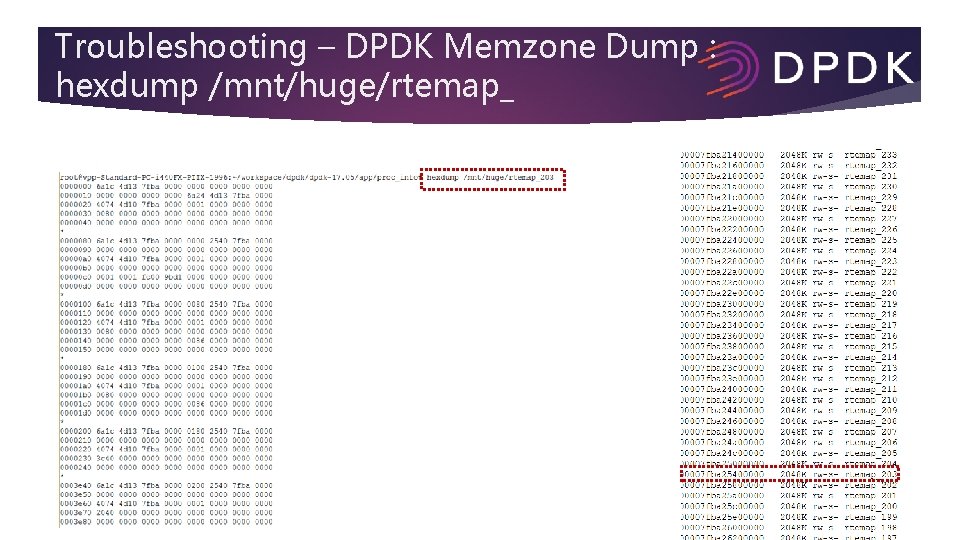 Troubleshooting – DPDK Memzone Dump : hexdump /mnt/huge/rtemap_ 