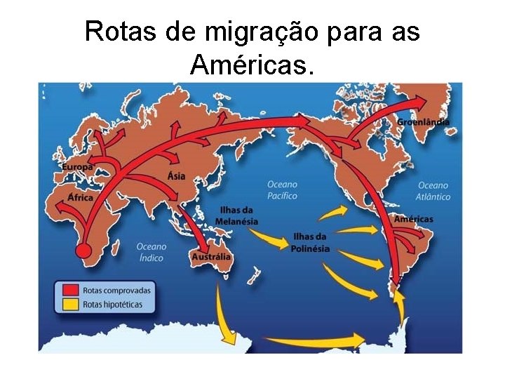 Rotas de migração para as Américas. 