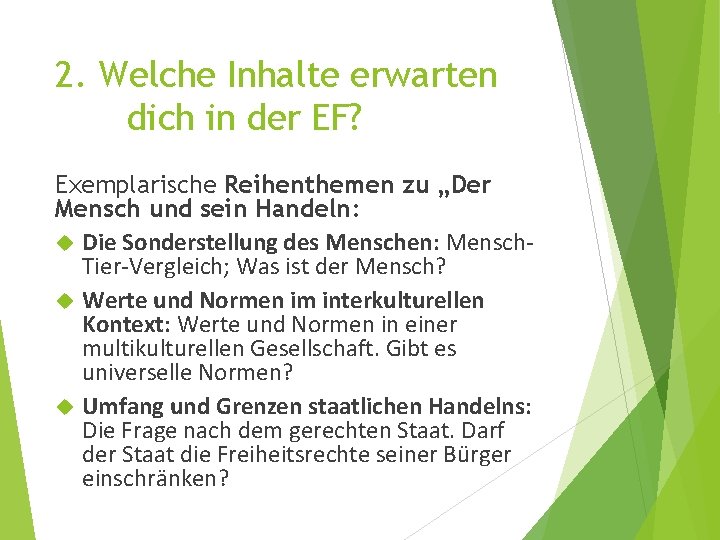 2. Welche Inhalte erwarten dich in der EF? Exemplarische Reihenthemen zu „Der Mensch und