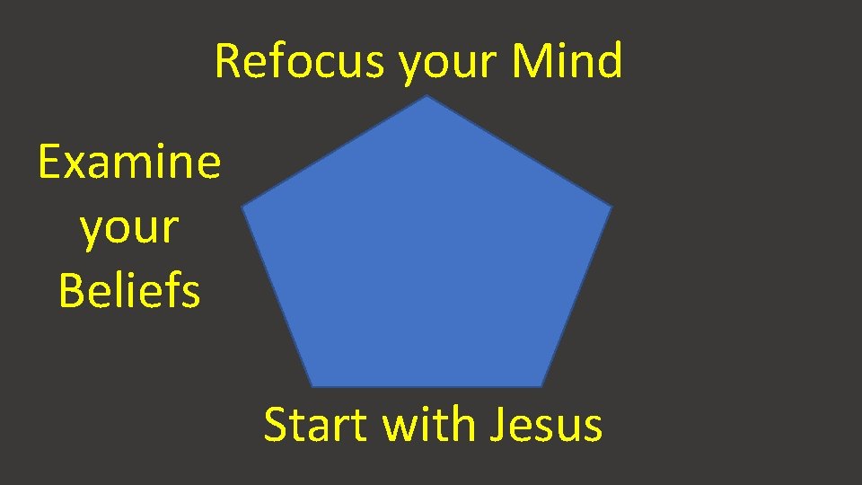 Refocus your Mind Examine your Beliefs Start with Jesus 