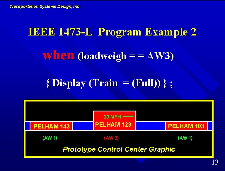 Transportation Systems Design, Inc. IEEE 1473 -L Program Example 2 when (loadweigh = = Transportation Systems Design, Inc. IEEE 1473 -L Program Example 2 when (loadweigh = =