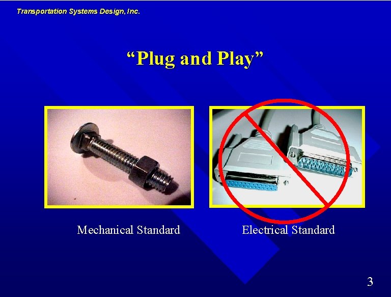 Transportation Systems Design, Inc. “Plug and Play” Mechanical Standard Electrical Standard 3 Transportation Systems Design, Inc. “Plug and Play” Mechanical Standard Electrical Standard 3