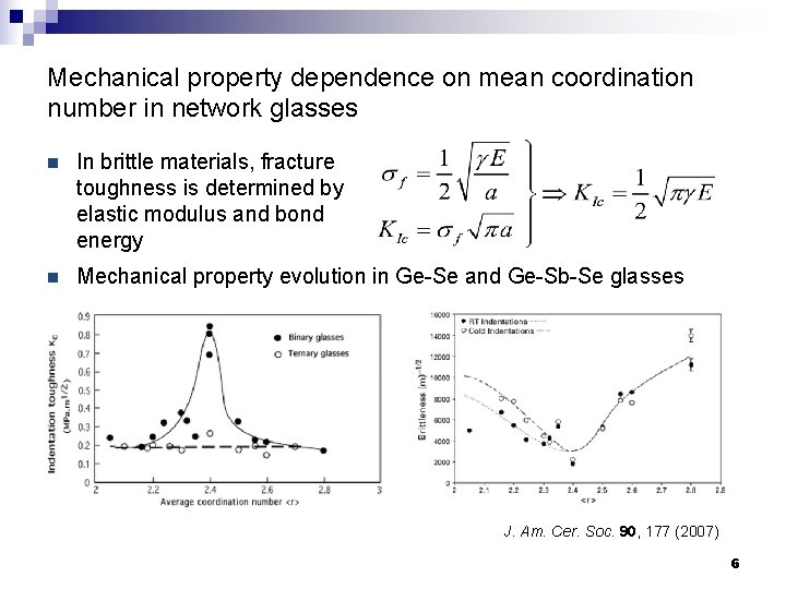 Mechanical property dependence on mean coordination number in network glasses n In brittle materials,