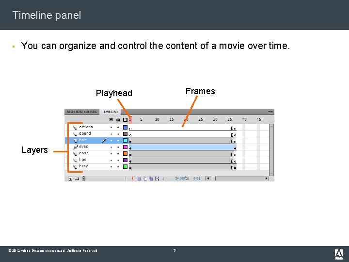 Timeline panel § You can organize and control the content of a movie over