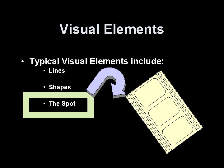 Visual Elements • Typical Visual Elements include: • Lines • Shapes • The Spot