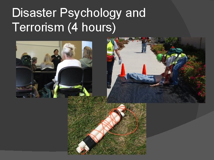 Disaster Psychology and Terrorism (4 hours) 