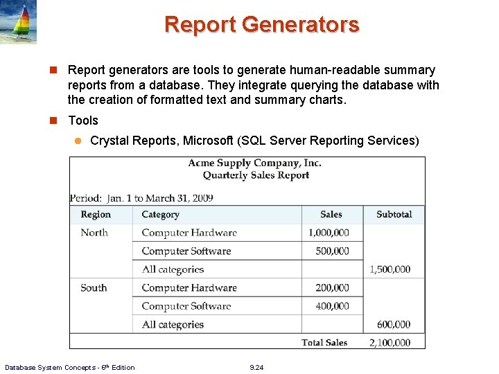 Report Generators n Report generators are tools to generate human-readable summary reports from a