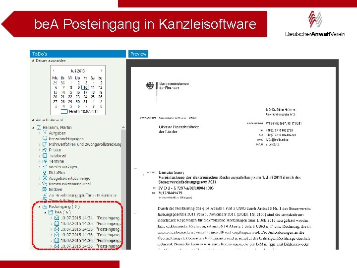 be. A Posteingang in Kanzleisoftware 