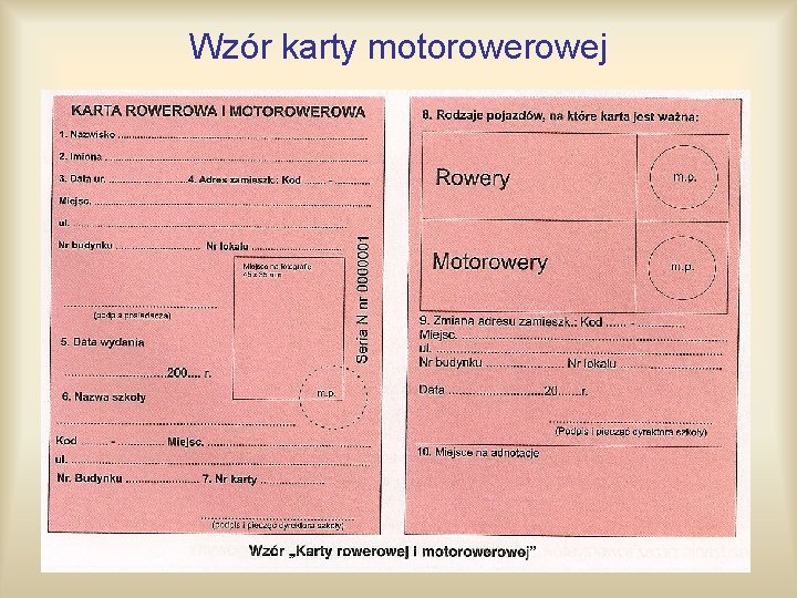 Wzór karty motorowej 