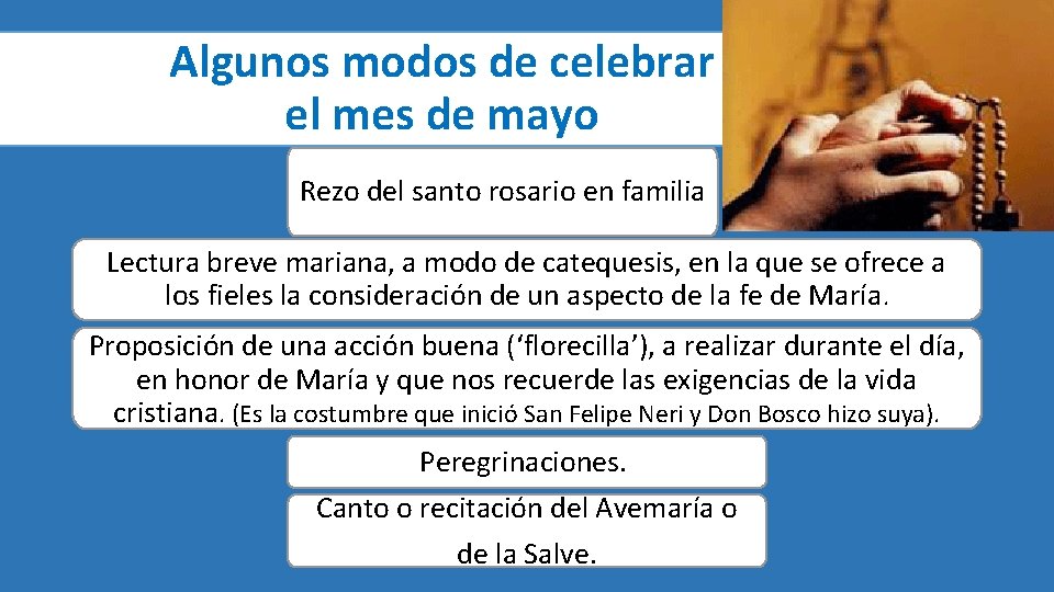 Algunos modos de celebrar el mes de mayo Rezo del santo rosario en familia