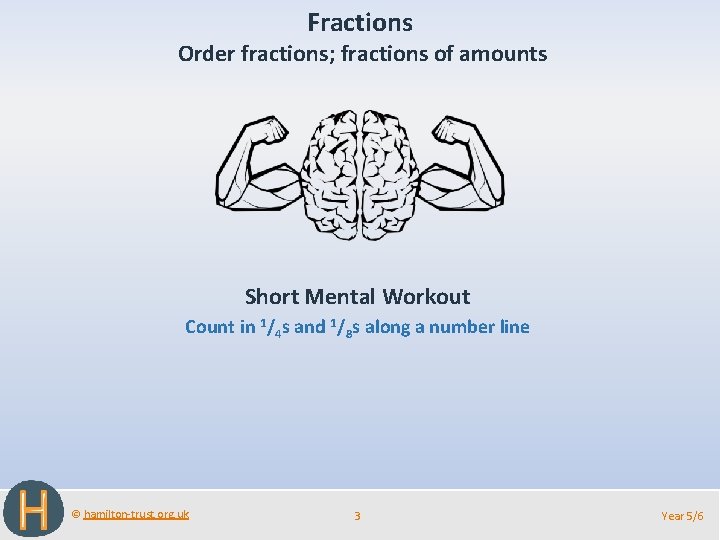 Fractions Order fractions; fractions of amounts Short Mental Workout Count in 1/4 s and
