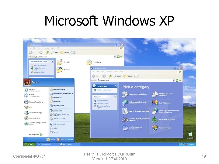 Microsoft Windows XP Component 4/Unit 4 Health IT Workforce Curriculum Version 1. 0/Fall 2010