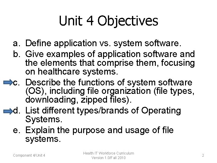 Unit 4 Objectives a. Define application vs. system software. b. Give examples of application