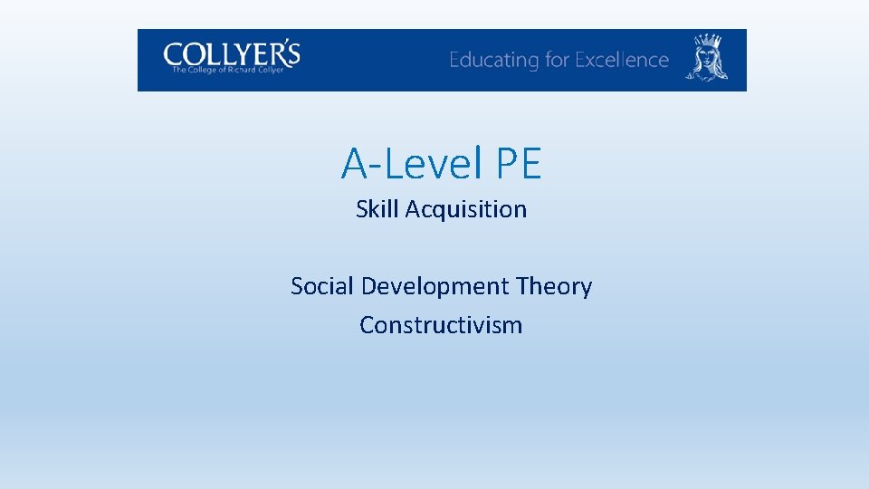 A-Level PE Skill Acquisition Social Development Theory Constructivism 