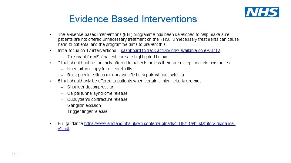 Evidence Based Interventions • • • 32 | The evidence-based interventions (EBI) programme has Evidence Based Interventions • • • 32 | The evidence-based interventions (EBI) programme has