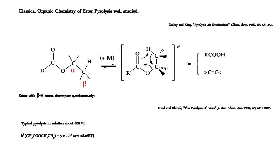 Classical Organic Chemistry of Ester Pyrolysis well studied. De. Puy and King, “Pyrolytic cis
