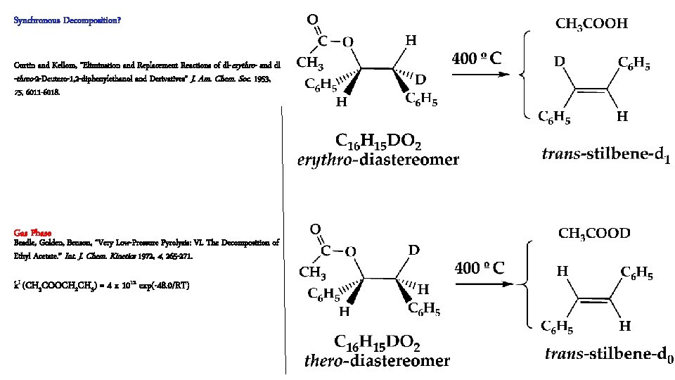 Synchronous Decomposition? Curtin and Kellom, “Elimination and Replacement Reactions of dl- erythro- and dl