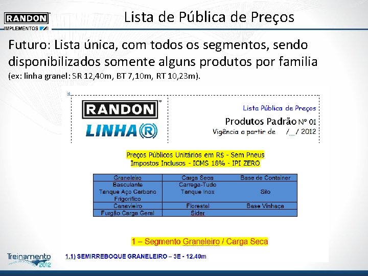 Lista de Pública de Preços Futuro: Lista única, com todos os segmentos, sendo disponibilizados Lista de Pública de Preços Futuro: Lista única, com todos os segmentos, sendo disponibilizados