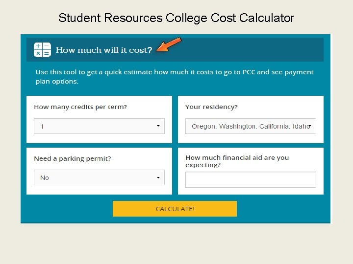 Student Resources College Cost Calculator 