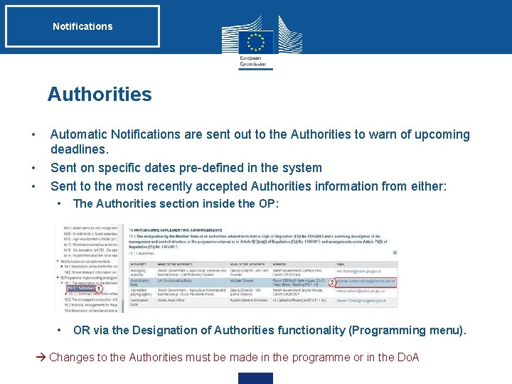 Notifications Authorities • • • Automatic Notifications are sent out to the Authorities to