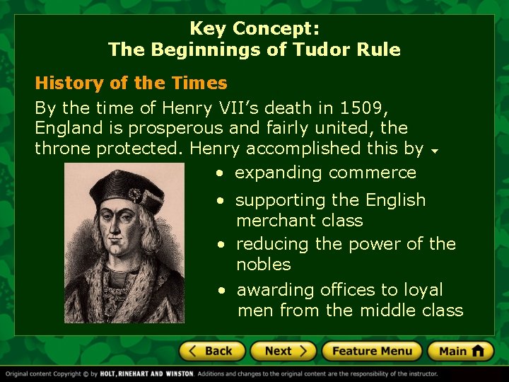 Key Concept: The Beginnings of Tudor Rule History of the Times By the time