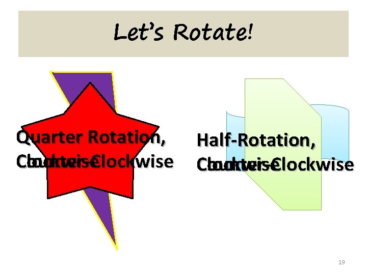 Let’s Rotate! Quarter Rotation, Counter-Clockwise Half-Rotation, Clockwise Counter-Clockwise 19 