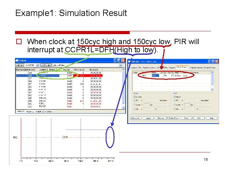 Example 1: Simulation Result o When clock at 150 cyc high and 150 cyc
