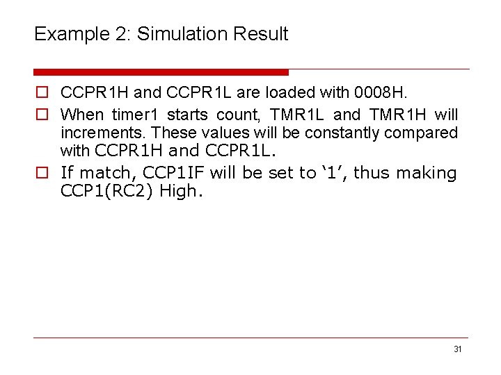 Example 2: Simulation Result o CCPR 1 H and CCPR 1 L are loaded