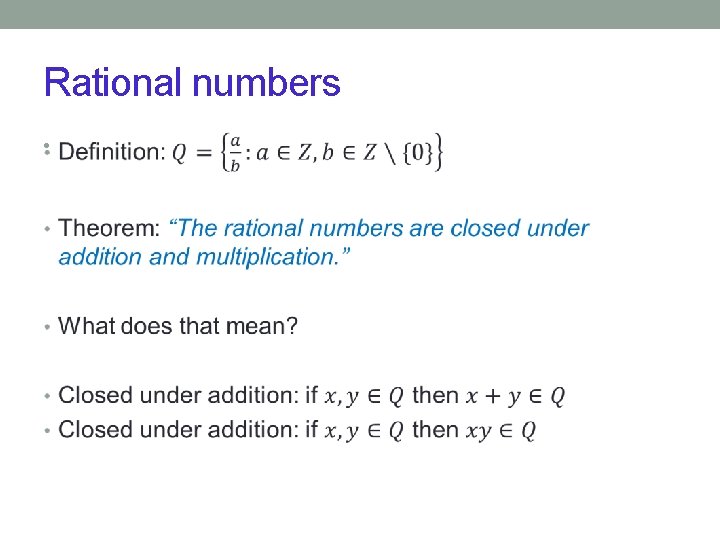 Rational numbers • Rational numbers •