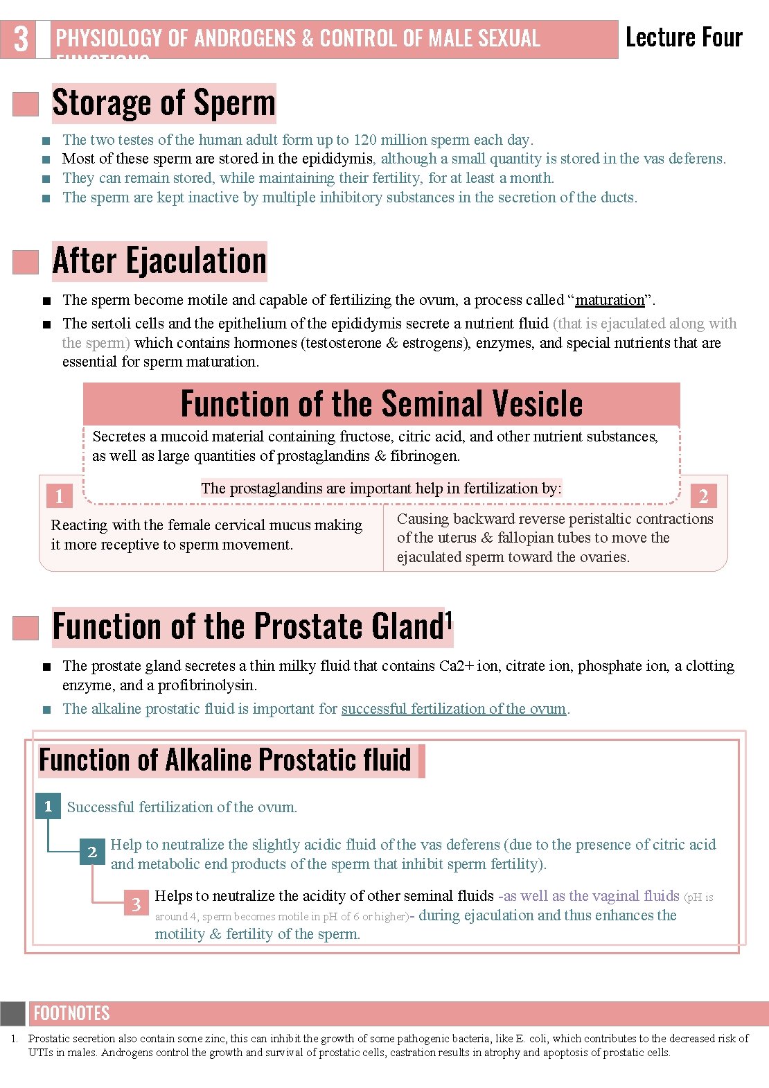 3 PHYSIOLOGY OF ANDROGENS & CONTROL OF MALE SEXUAL FUNCTIONS Lecture Four Storage of