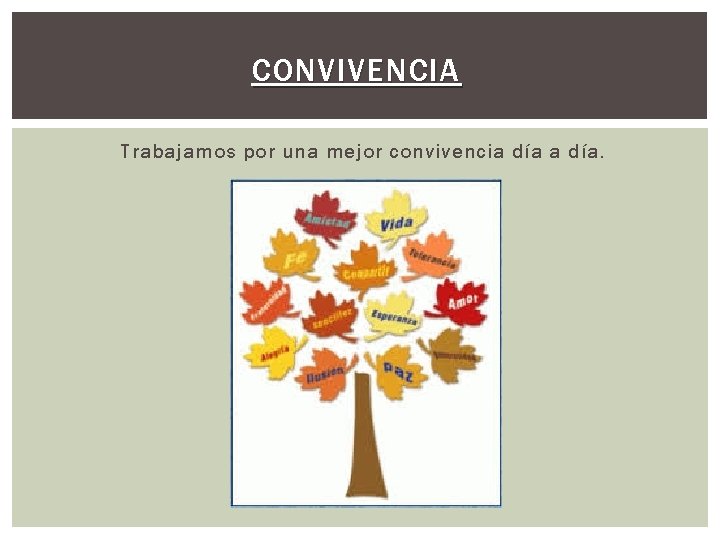 CONVIVENCIA Trabajamos por una mejor convivencia día. 