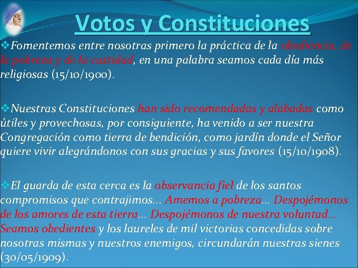 Votos y Constituciones v. Fomentemos entre nosotras primero la práctica de la obediencia, de